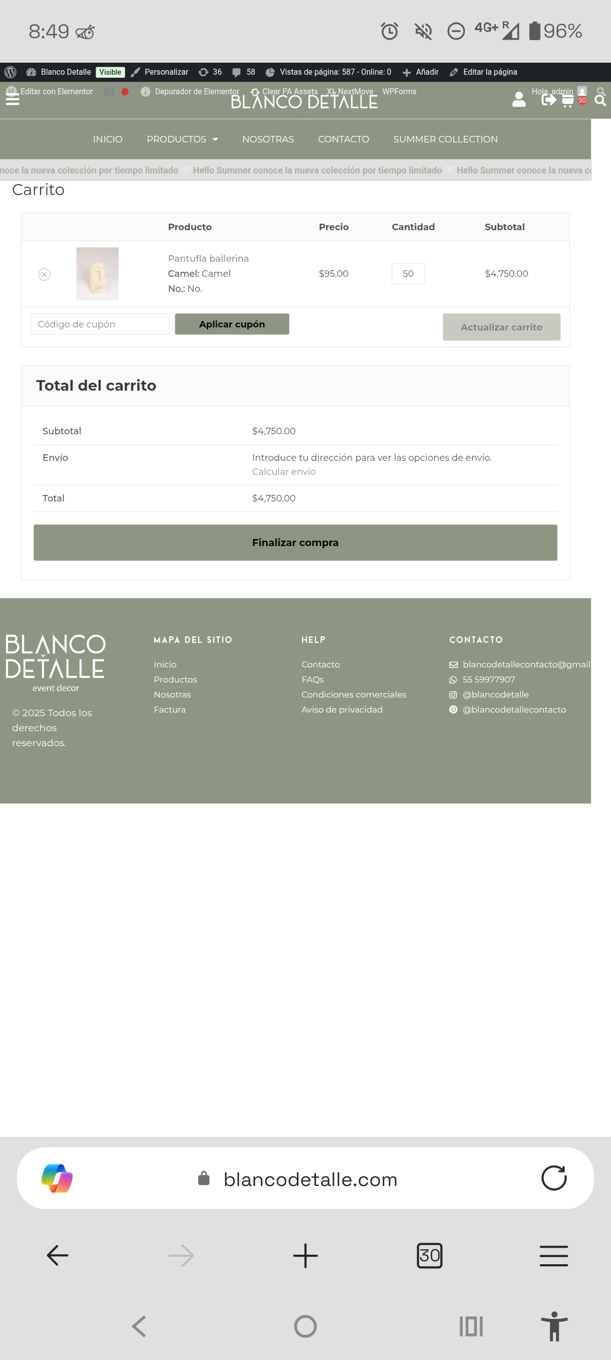 WooCommerce cart page with live shipping calculation