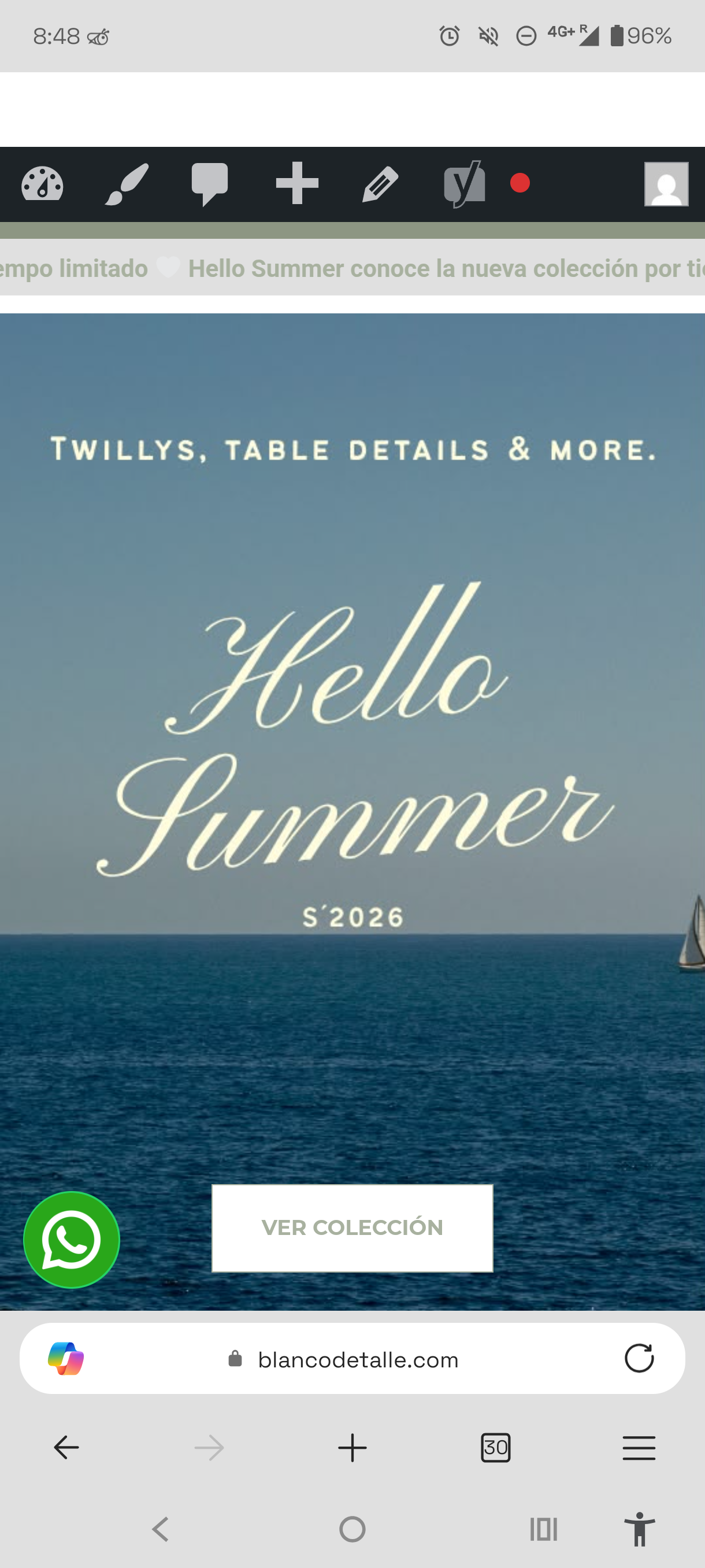 Blanco Detalle WooCommerce store — Hello Summer collection banner