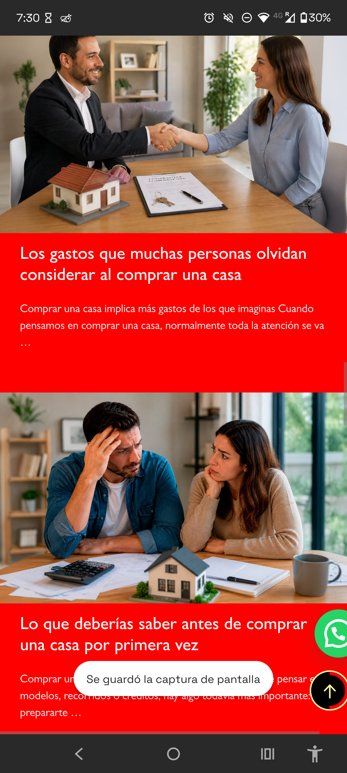 First-time home buyer content blog with two article cards