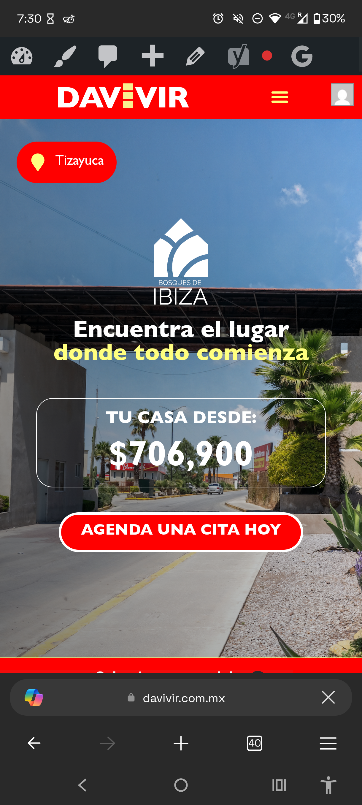 DAVIVIR real estate website hero with home model pricing