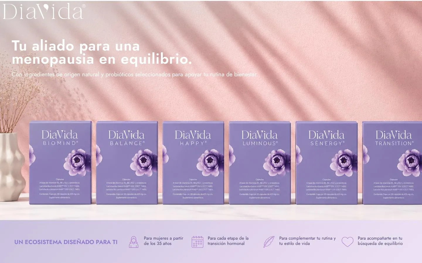Página de productos de Día Vida con la línea completa de seis fórmulas