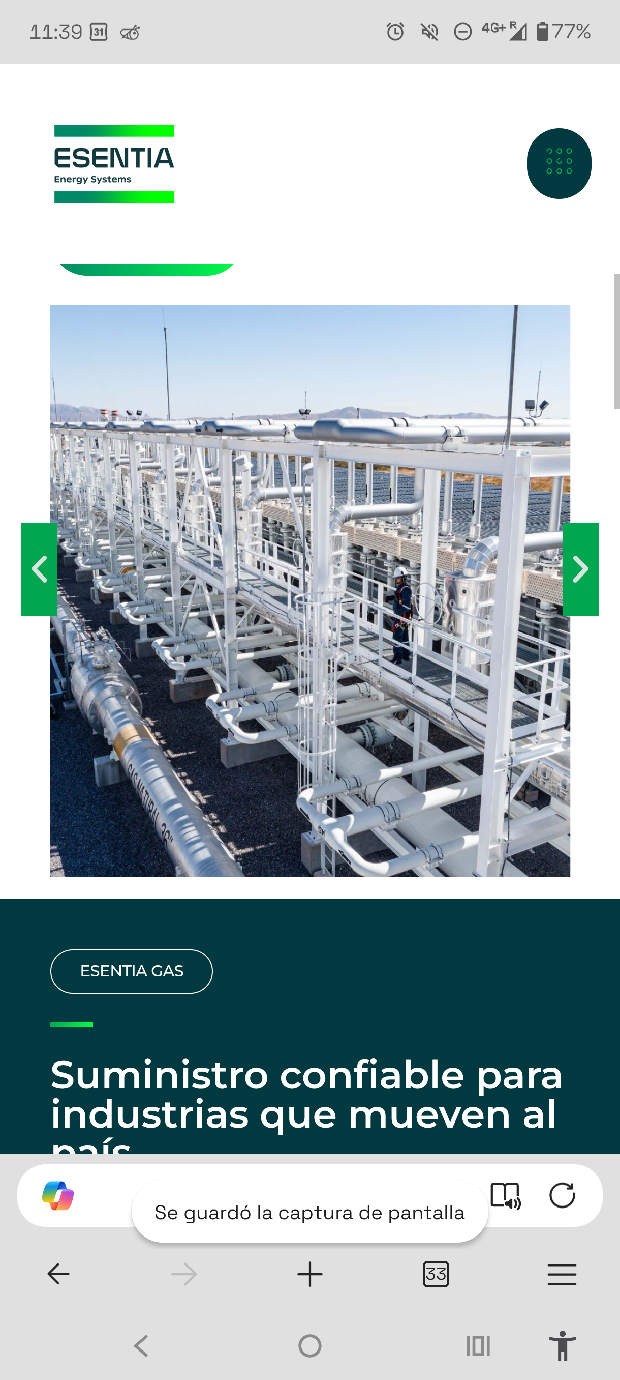 Mexico natural gas network map and ESENTIA in figures stats section
