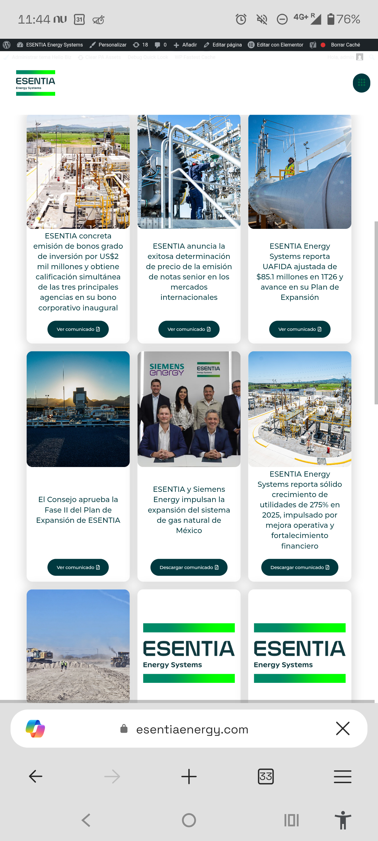 Press releases grid with bond issuance, earnings and expansion plan announcements
