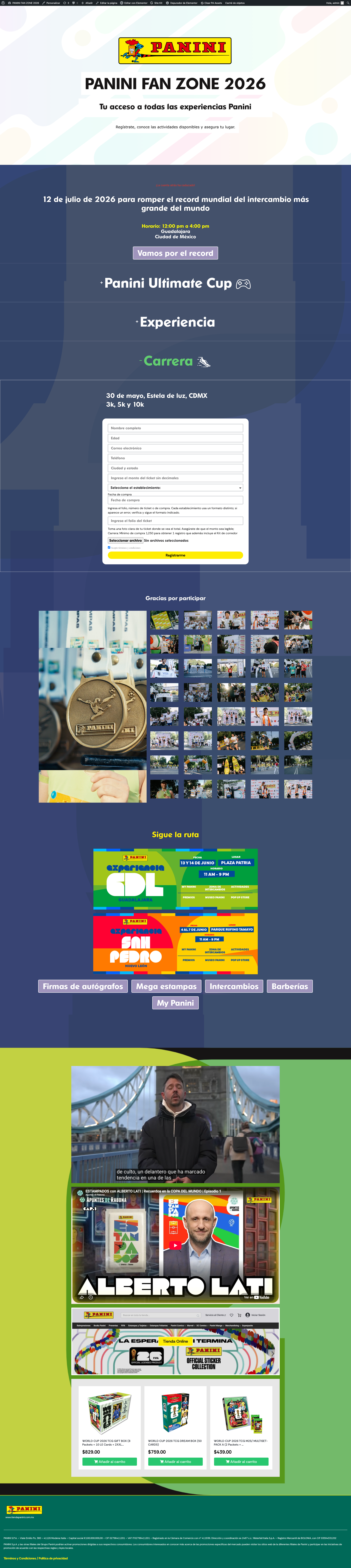 Panini Fan Zone FWC 2026 public registration page