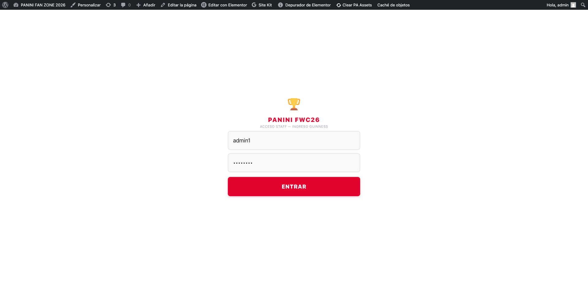 Staff login screen for the Guinness record registration module