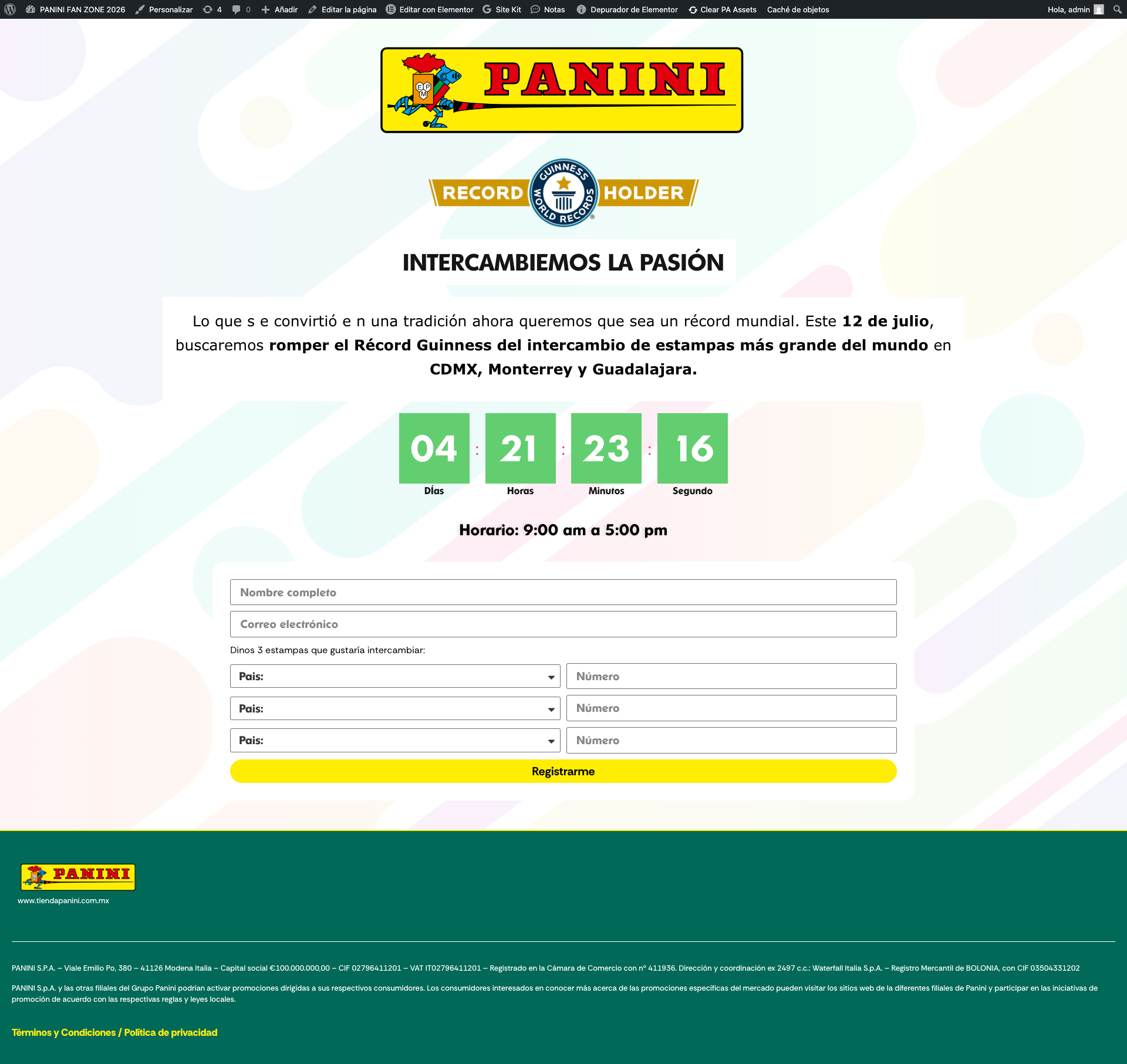 Public Guinness World Record registration page