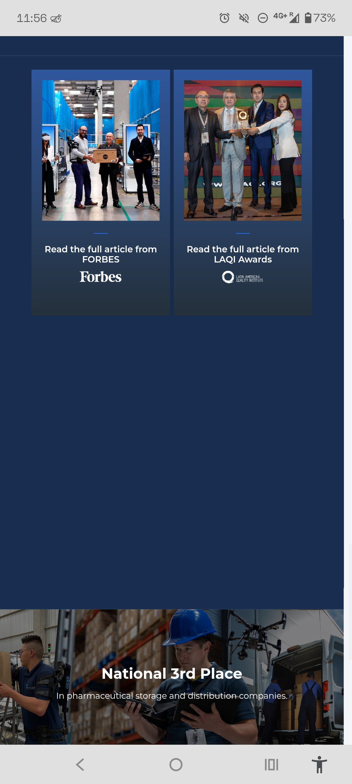 Forbes and LAQI Awards press blocks with a National 3rd Place distinction banner