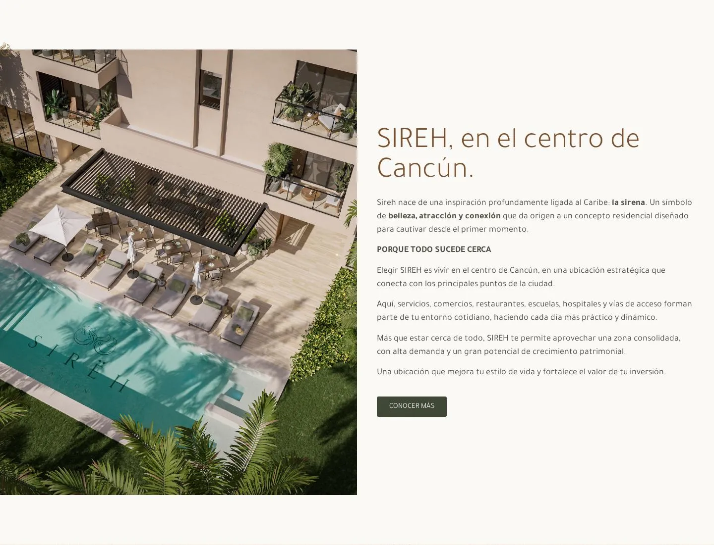 Sección de presentación del desarrollo SIREH en el centro de Cancún